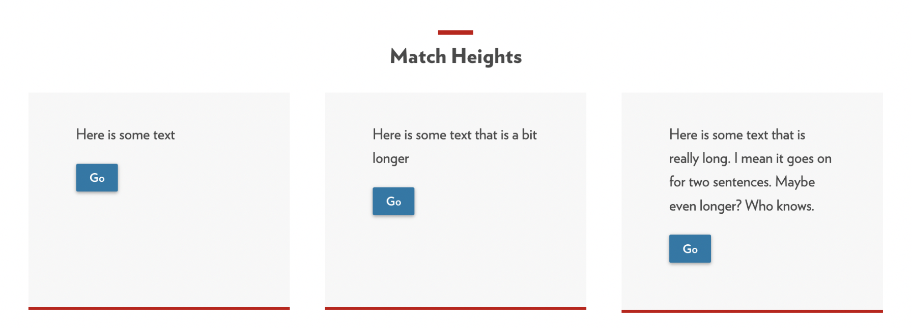 Example of equal block heights for content layout in UW Theme