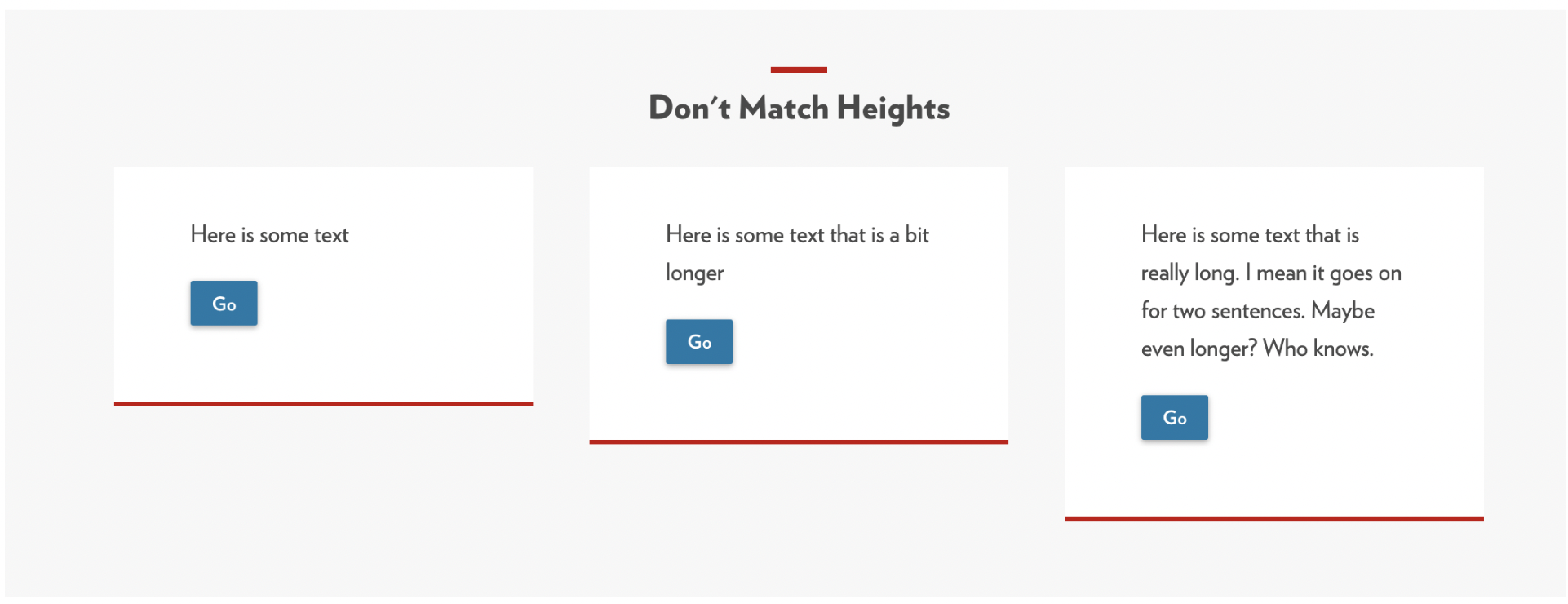 Example of unequal block heights for content layout in UW Theme