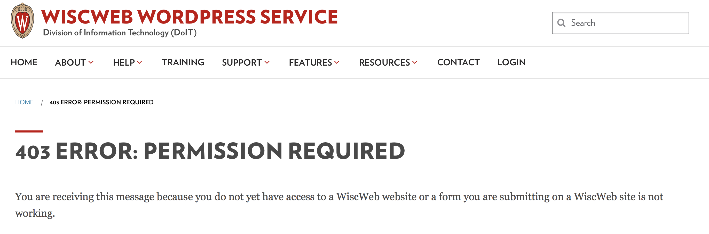 403 Error Message in WiscWeb