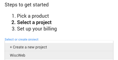 Select your project from the dropdown Select your project from the dropdown
