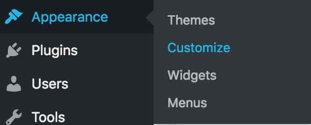 Click on Appearance and then Customize