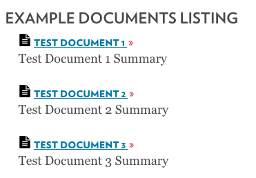 Documents List displayed in-page
