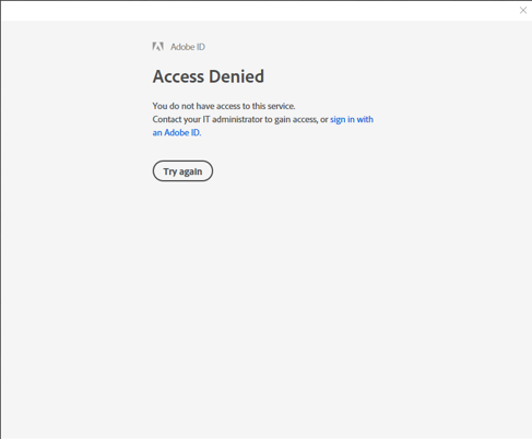 Adobe ID Access Denied