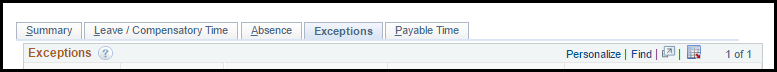 Exceptions Tab Exceptions Tab