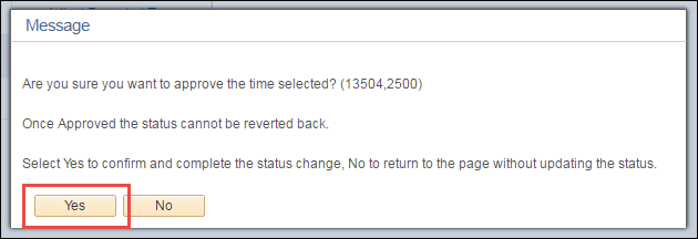 Approve Payable Time Page Confirmation Window Approve Payable Time Page Confirmation Window