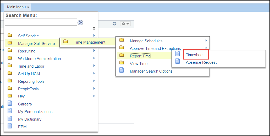 Manager Timesheet Navigation Manager Timesheet Navigation