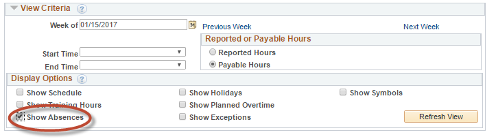 Show Absences Show Absences