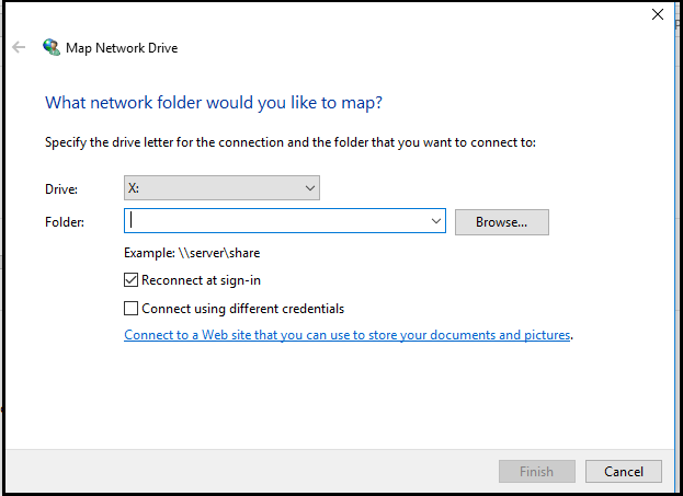 Drive mapping window