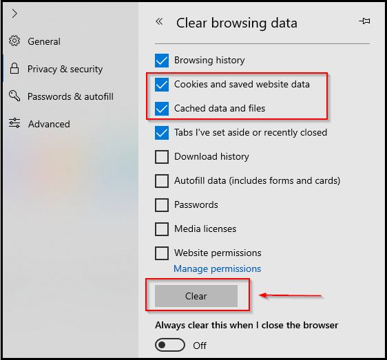 Clear Cache Edge3