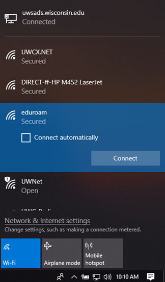 Network list Windows 10