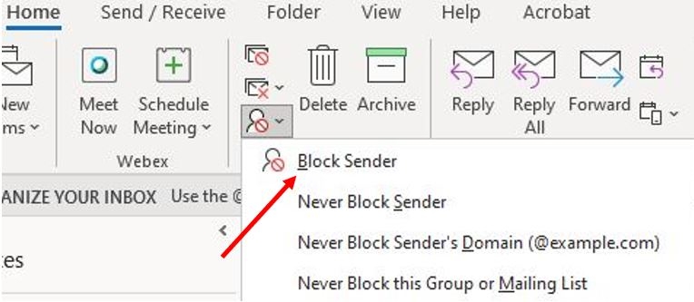 block sender link