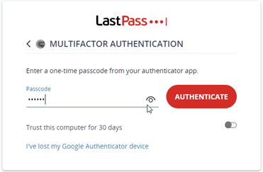 LastPass auth