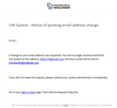 Change email notice