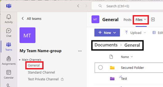 Teams. Files management