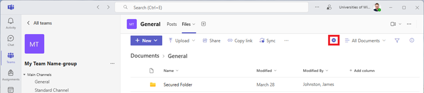 Microsoft Teams - Notice the notification icon in the upper right corner.