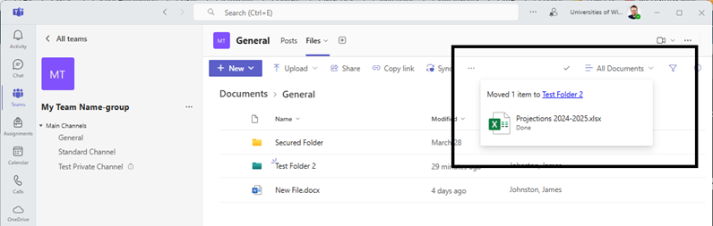 Microsoft Teams - Notice the notification that changes to the Teams file structure has changed