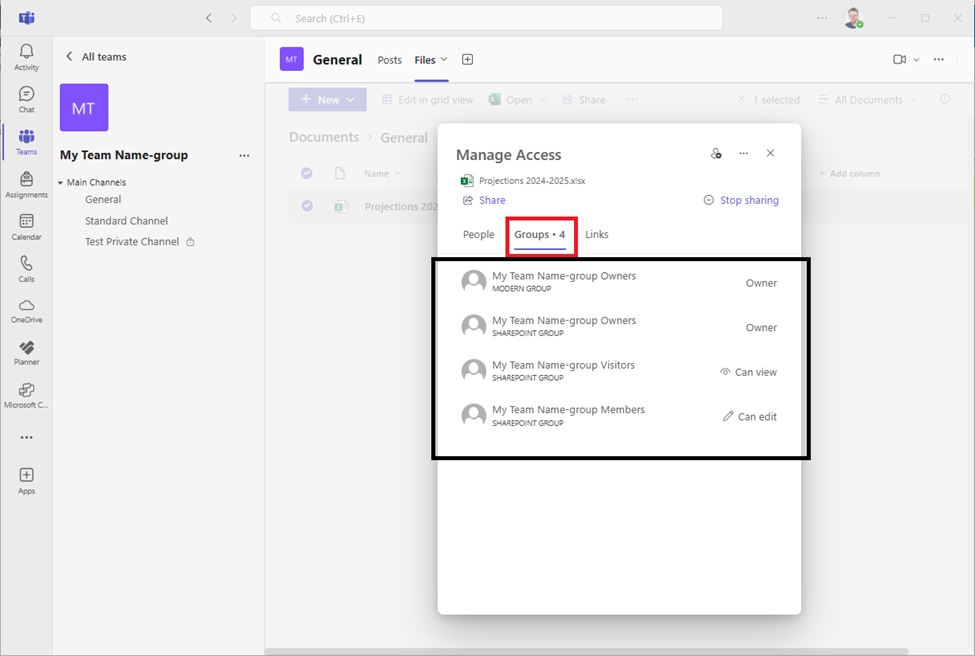 Manage access - groups