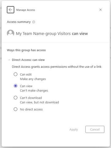 Microsoft Teams - Manage access form when modifying individual files