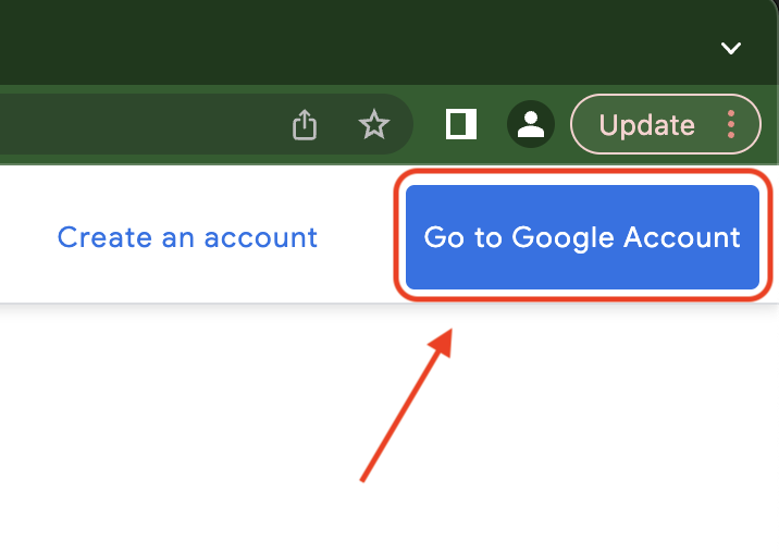Go to Google Account button