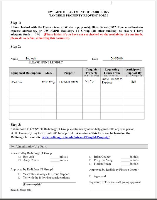 Example of Filled Out Form